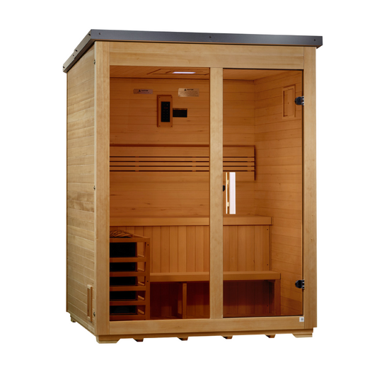Golden Designs "Arlberg" 3-Person Traditional Outdoor Steam Sauna - Flat Roof | GDI-8003-01