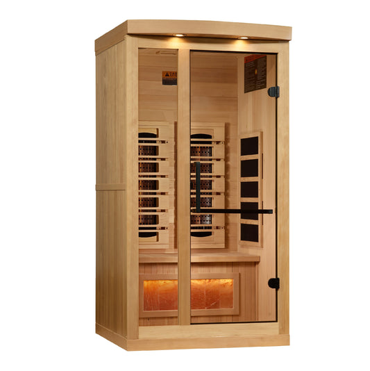 Golden Designs "Reserve Edition" 1-Person Full Spectrum Infrared Sauna with Himalayan Salt Bar | GDI-8010-03