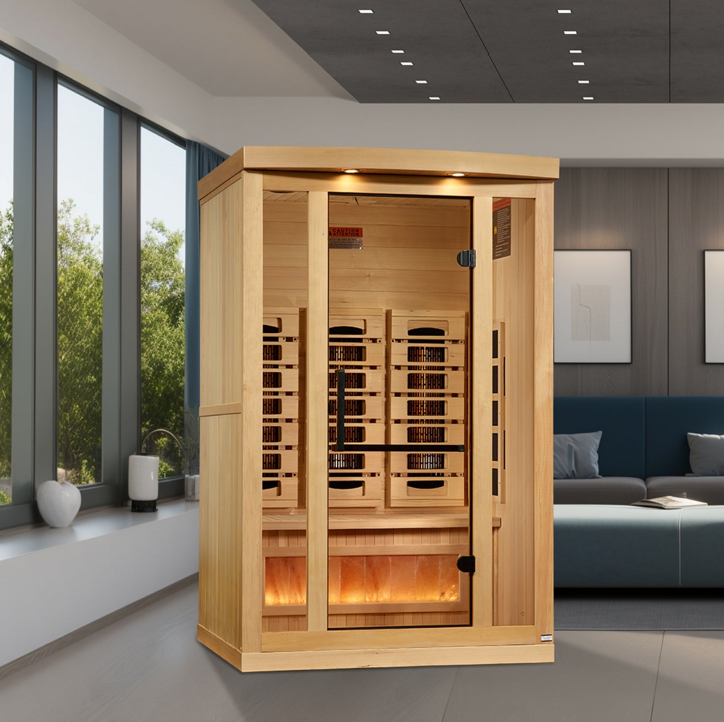 Golden Designs "Reserve Edition" 2-Person Full Spectrum Infrared Sauna with Himalayan Salt Bar | GDI-8020-03