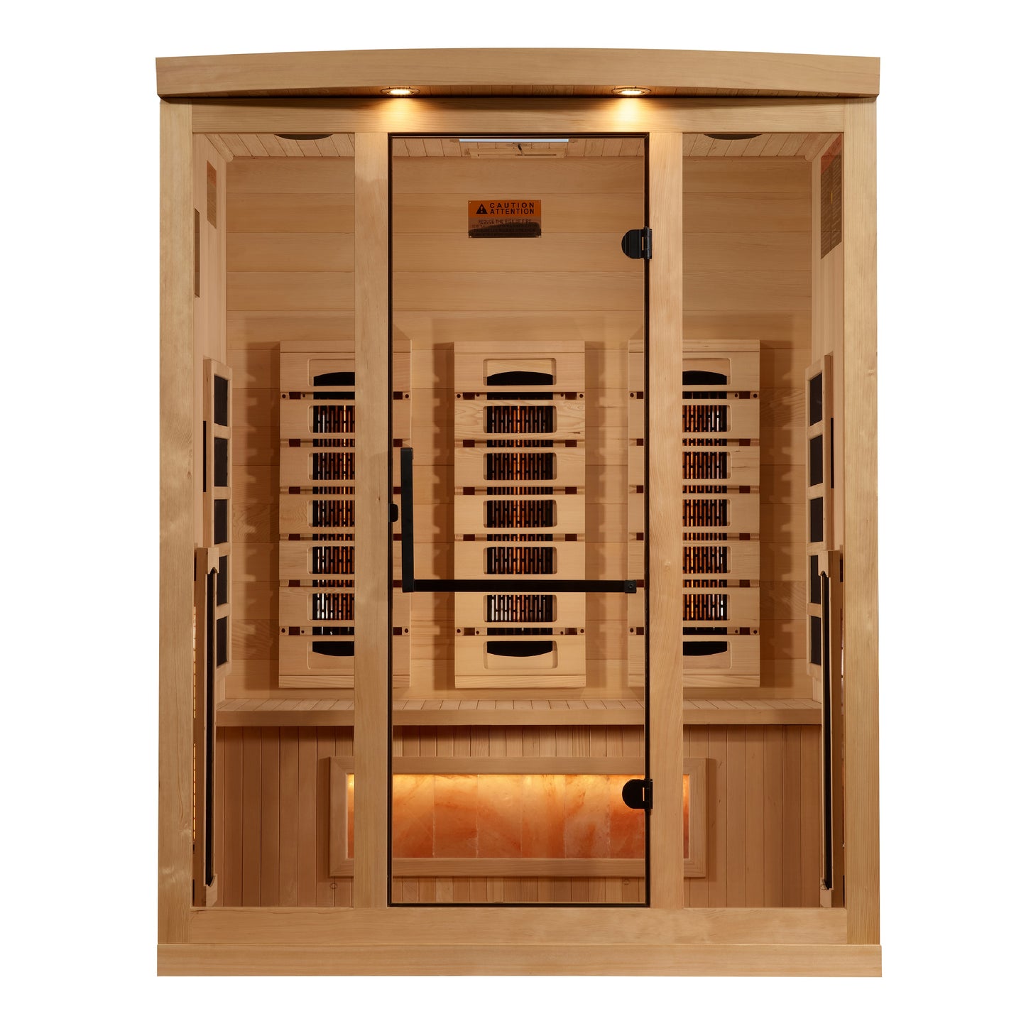 Golden Designs "Reserve Edition" 3-Person Corner Full Spectrum Infrared Sauna with Himalayan Salt Bar | GDI-8035-03