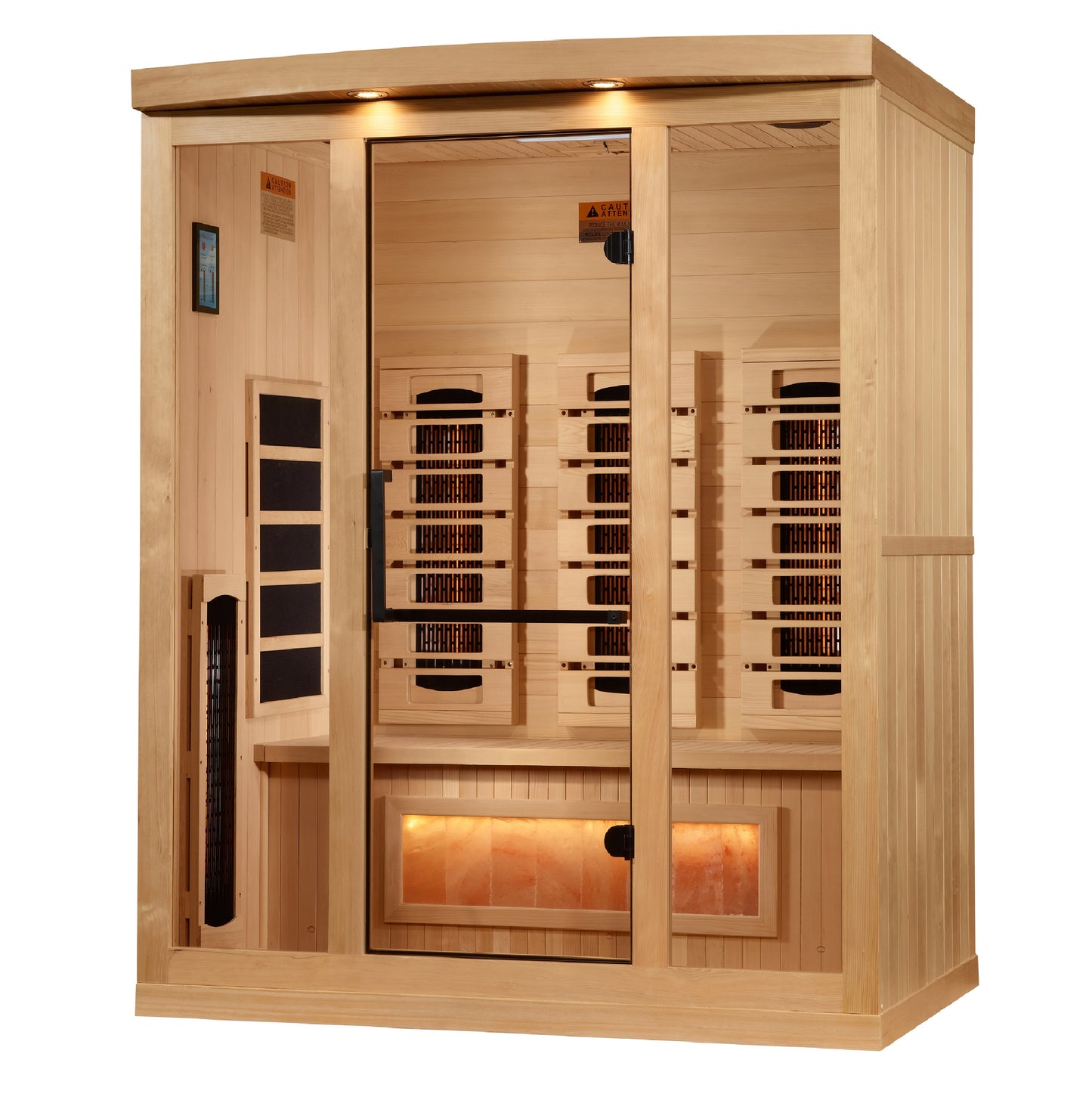 Golden Designs "Reserve Edition" 3-Person Corner Full Spectrum Infrared Sauna with Himalayan Salt Bar | GDI-8035-03