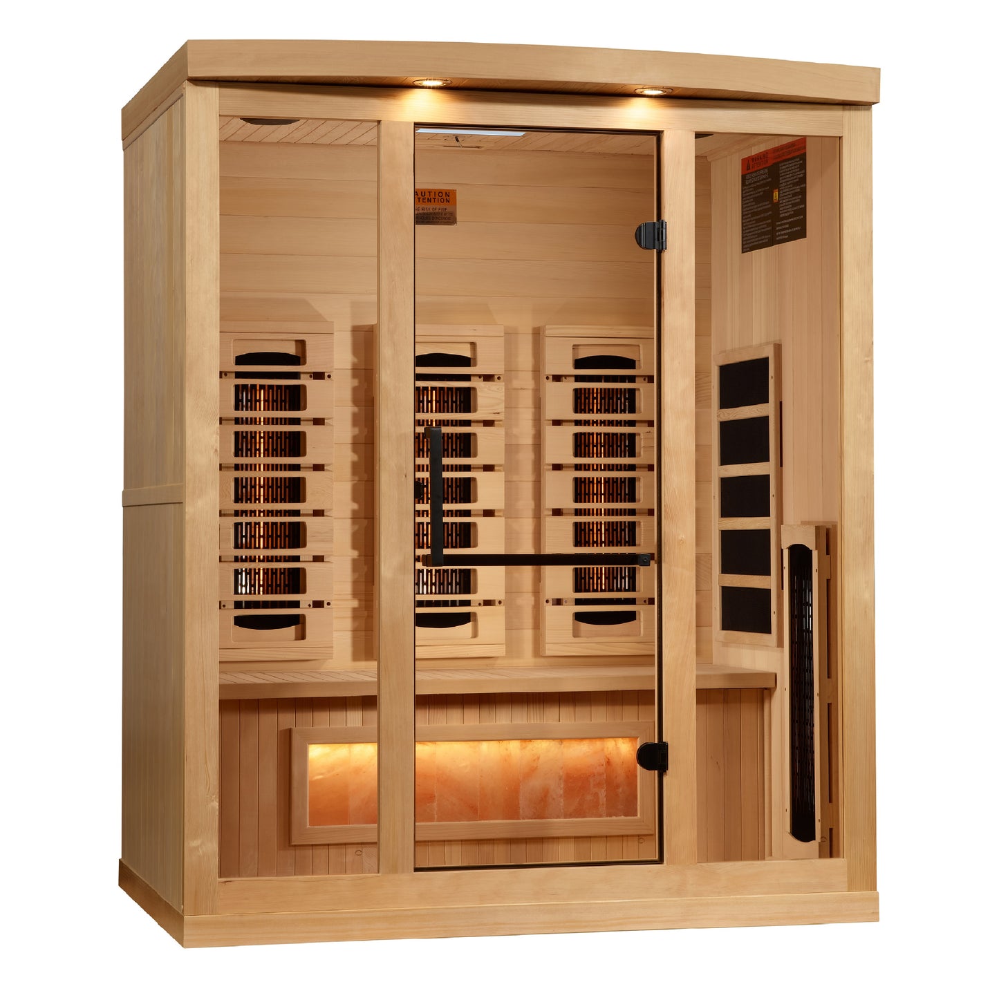 Golden Designs "Reserve Edition" 3-Person Corner Full Spectrum Infrared Sauna with Himalayan Salt Bar | GDI-8035-03