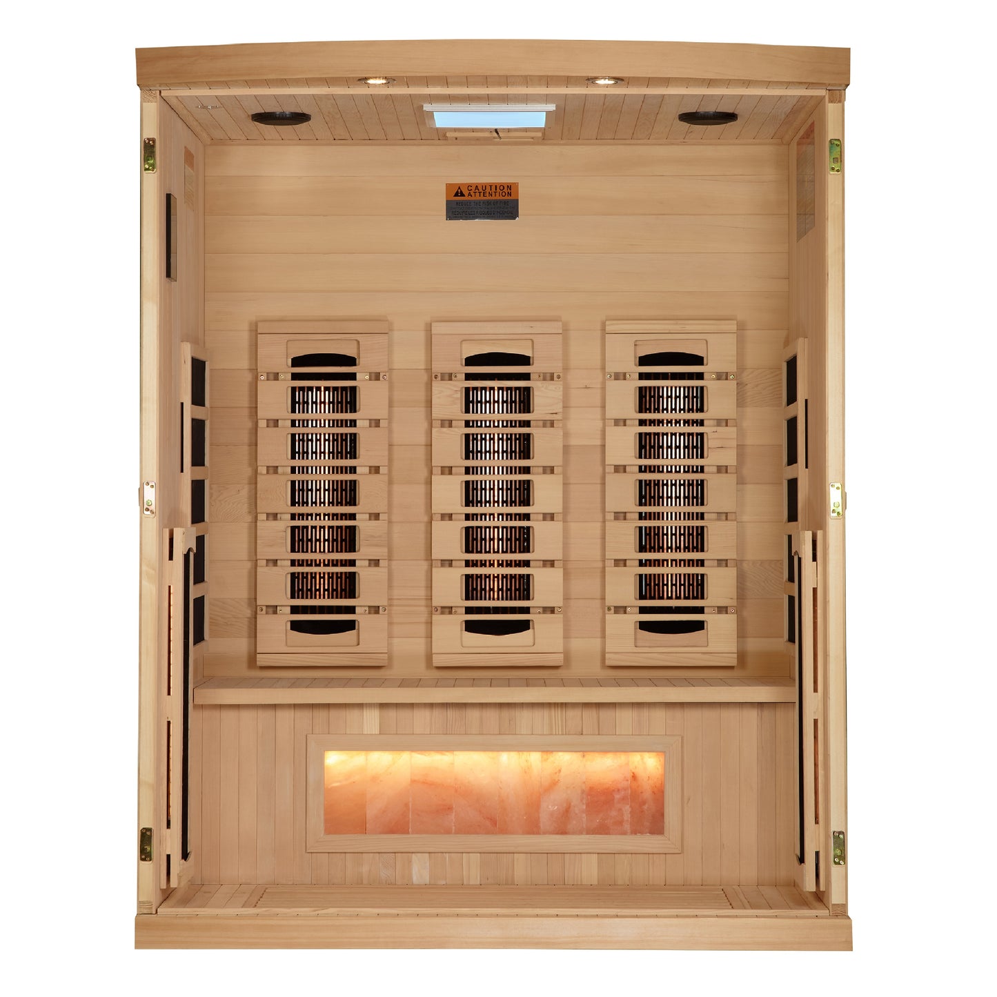 Golden Designs "Reserve Edition" 3-Person Corner Full Spectrum Infrared Sauna with Himalayan Salt Bar | GDI-8035-03