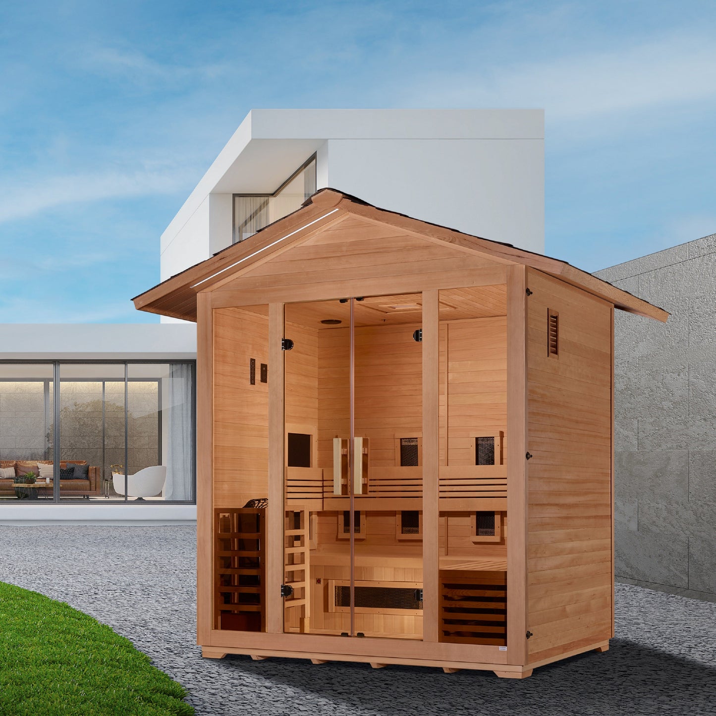 Gargellen 5-Person Hybrid Outdoor Sauna - Canadian Hemlock