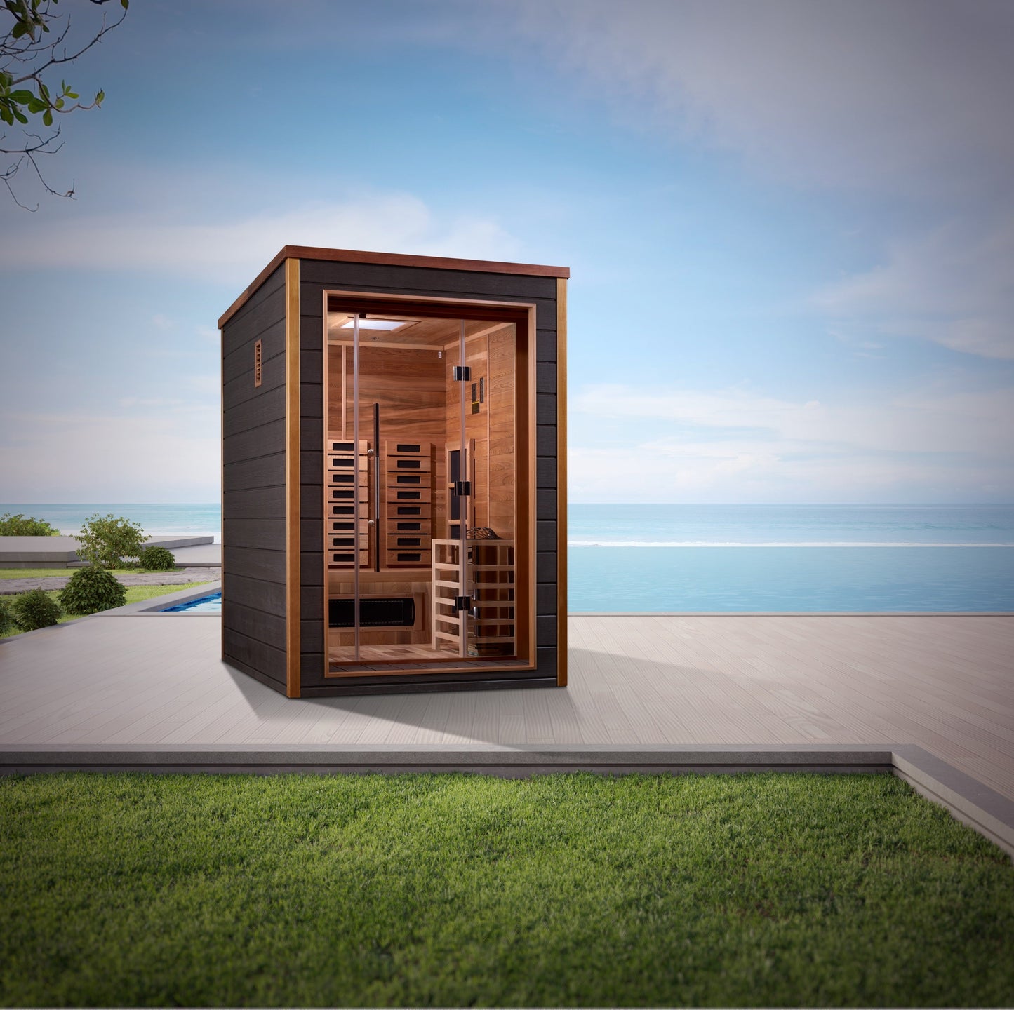 Nora 2-Person Outdoor-Indoor PureTech Hybrid Full Spectrum Sauna
