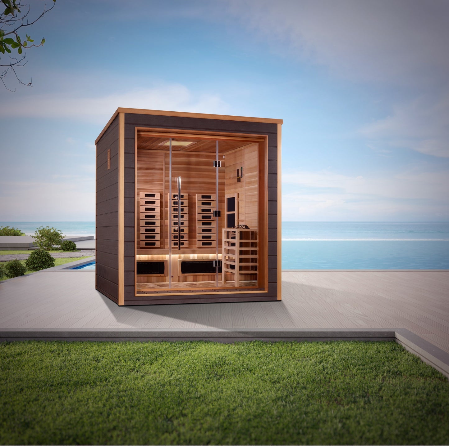 Visby 3-Person Outdoor-Indoor PureTech Hybrid Full Spectrum Sauna