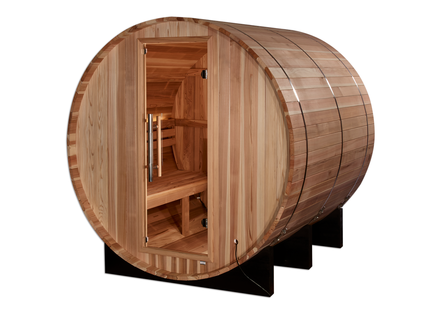 Golden Designs "Arosa" 4-Person Outdoor Barrel Traditional Sauna - Pacific Cedar | GDI-B004-01