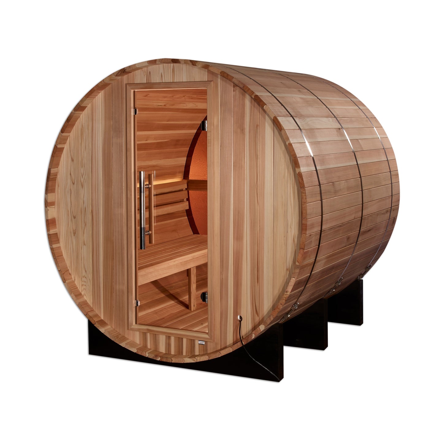 Zurich 4-Person Barrel Traditional Sauna with Bronze Privacy View