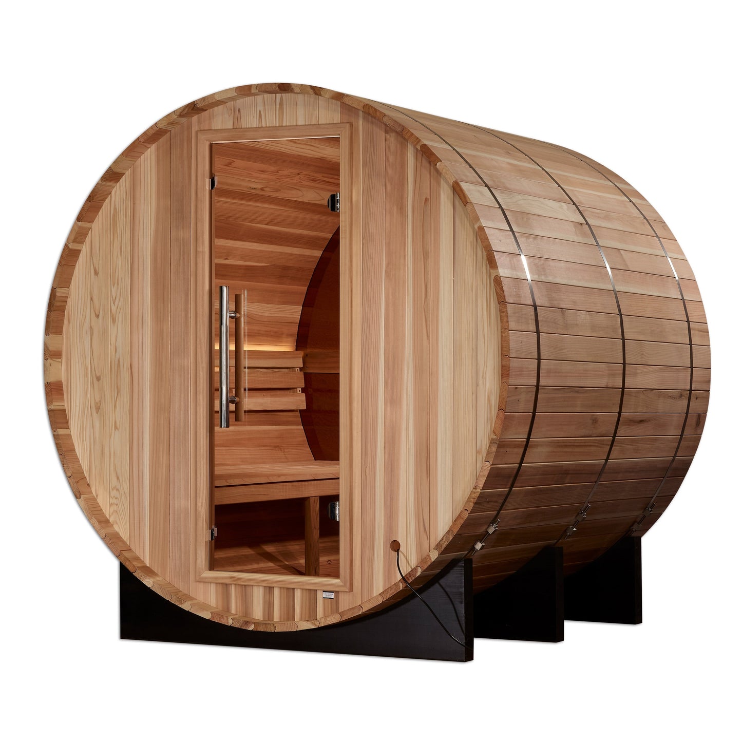 Zurich 4-Person Barrel Traditional Sauna with Bronze Privacy View