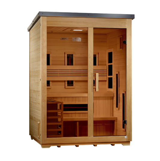 Golden Designs "Carinthia" 3-Person Hybrid Flat Roof Outdoor Sauna | GDI-8023-01