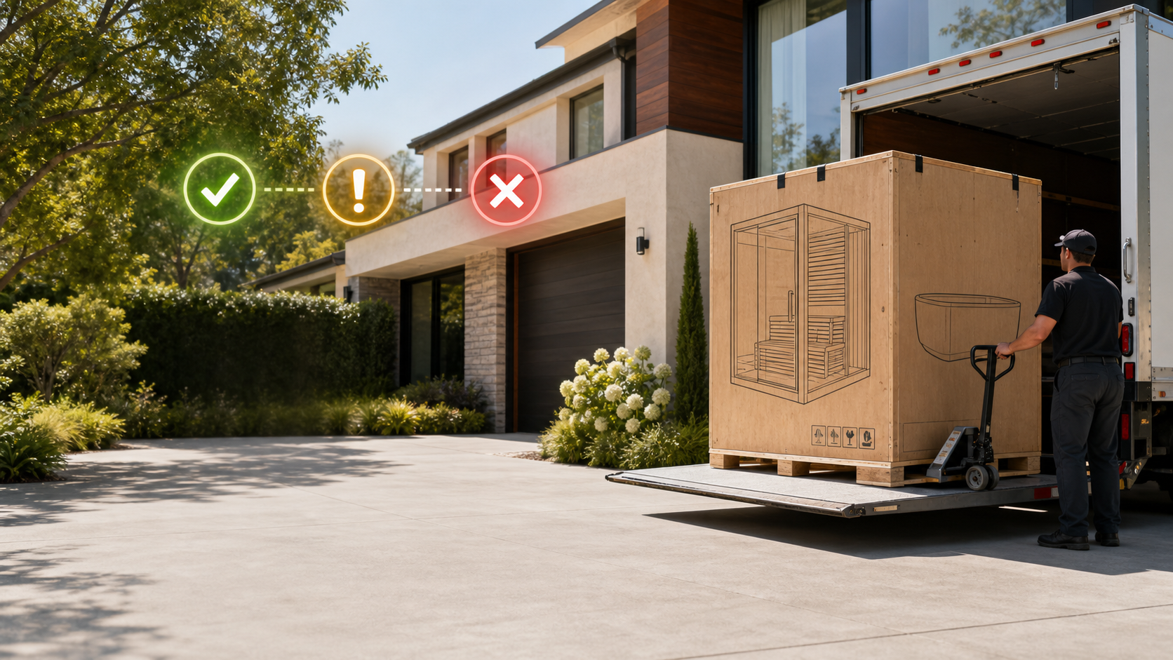 Freight delivery planning for sauna and cold plunge equipment